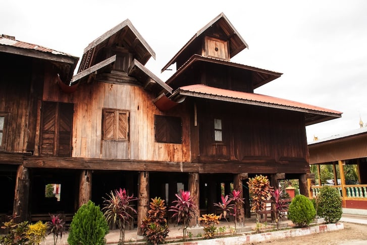 Ancient wood-carved monasteries from the Konbaung Period